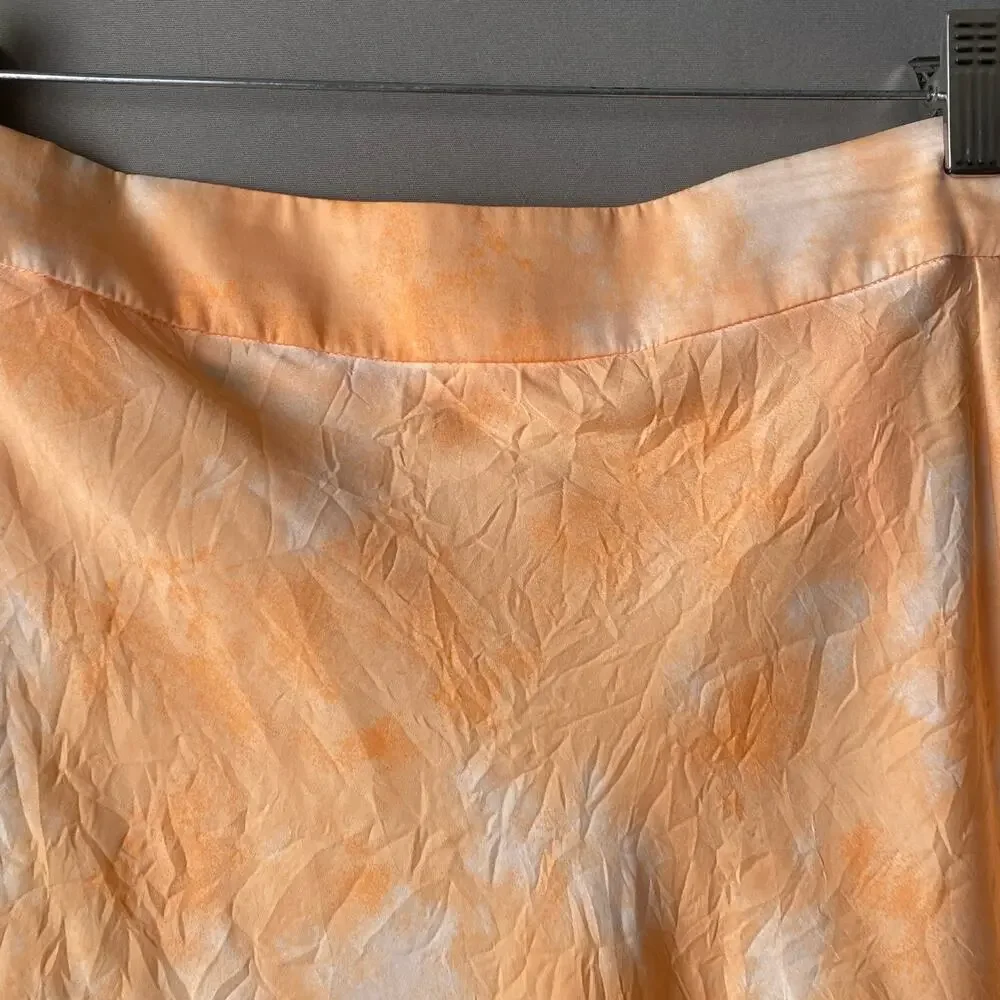 Free People sz 10 orange white mini flareBoho hippie skirt‎